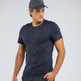 Model wearing Glides Casual T-Shirt in Navy.